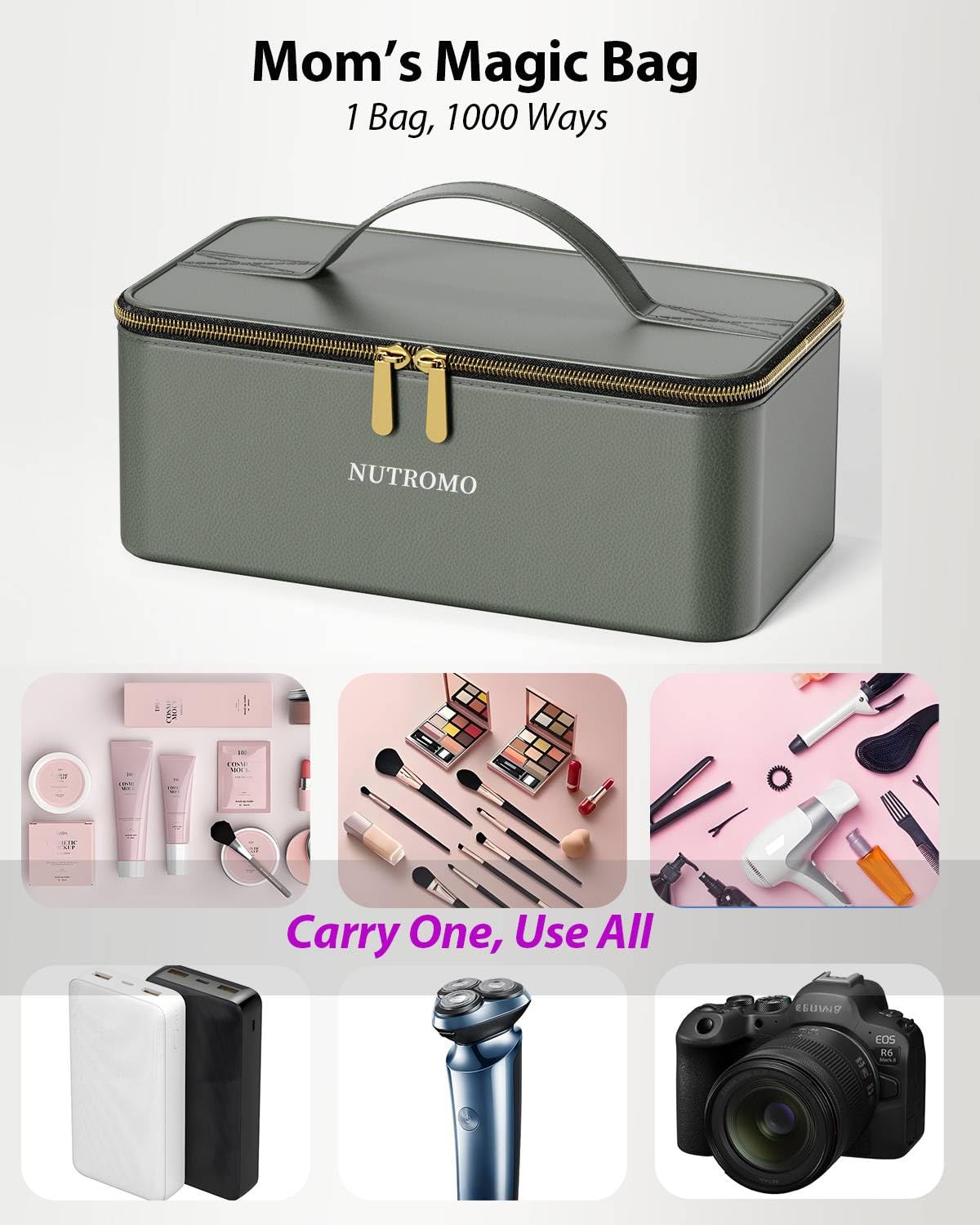 Hair Dryer with Carry Case, 160000 RPM Professional High-Speed Blow Dryer 200 Millions Negative Ionic Care Hair Dryer for Fast Drying, Low Noise Hairdryer, Travel with Magnetic Diffuser & Nozzle, Gray