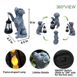 YODY Garden Statues Outdoor Garden Decor: Dog Statue with Solar Lantern for Yard Art Lawn Ornaments Porch Patio Balcony Home House - Birthday Gifts for Grandma Mom Women