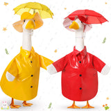 Yeyeplum 2 Set Porch Goose Outfit Raincoat and Umbrella Summer Lawn Porch Goose Cloth Costume Raincoat Outfits for Summer Outdoor Patio Yard Lawn Decoration(Red and Yellow,23 Inches,Classic Style)