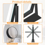 Gvnkvn Makeup Vanity Mirror with Lights 15.2" Large LED Lighted Mirror, Hollywood Make Up Mirror with Lighting for Bedroom Tabletop, Smart Touch, Detachable 10X Magnification 360° Rotation, (Black)