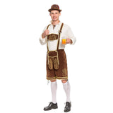 Spooktacular Creations Halloween Men Oktoberfest Costume Set, Lederhosen Men with German Bavarian Hat, Beer Costume, Adults Halloween Brown Outfit for Beer Festival Party (Large)