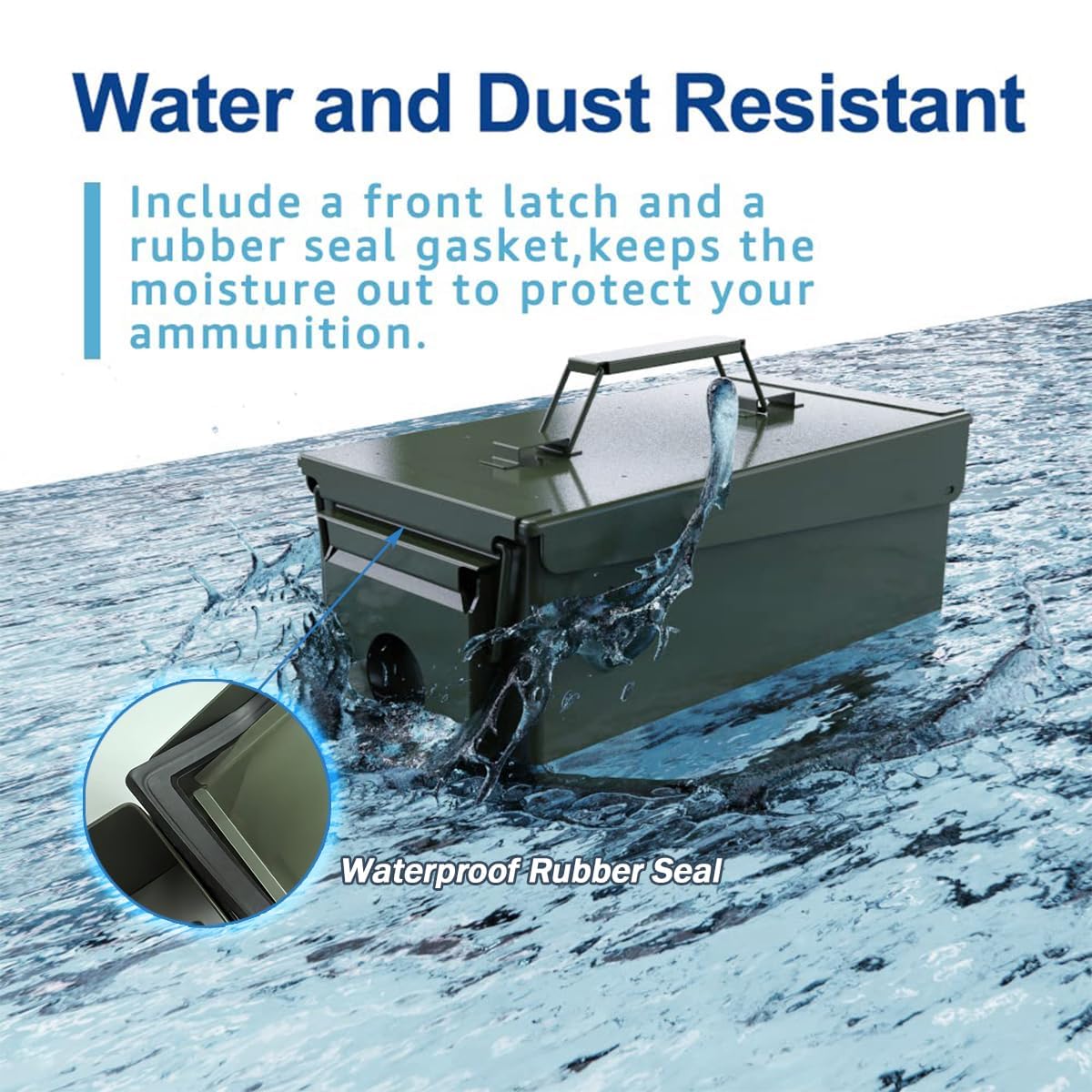 PATRON 50 Cal Ammo Can Metal 9mm Ammo Box Storage Crate Case for Shotgun Bullet Rifle Nerf Ammunition Waterproof Case-Gard Organizer Christmas Gifts for Men,Gift Boxes for Dad Husband Father (Green)