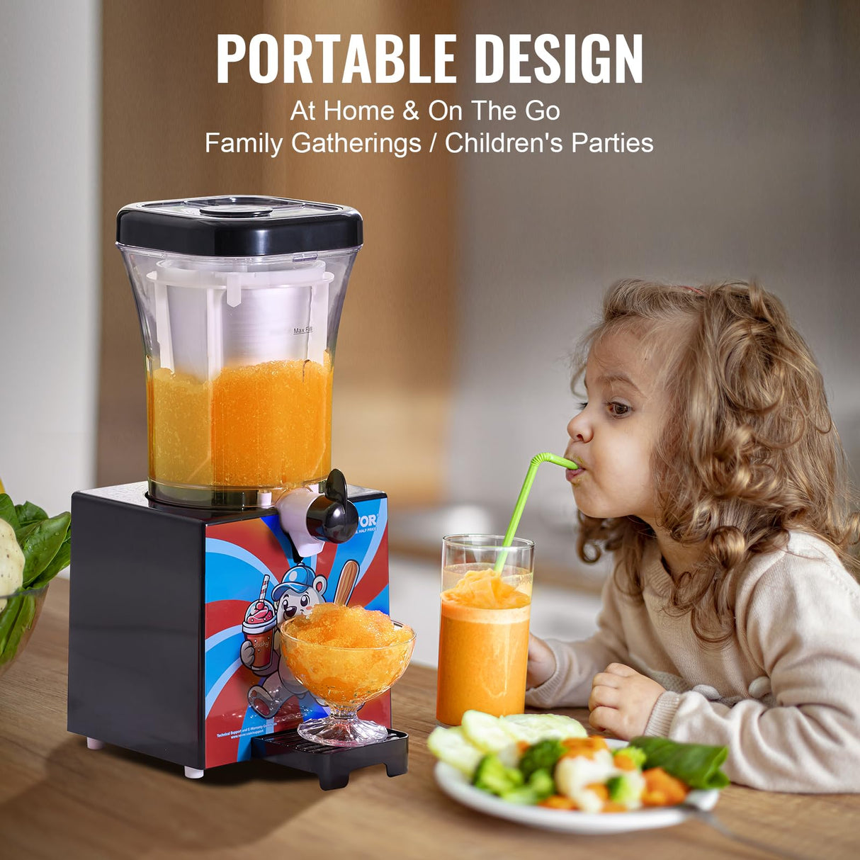 VEVOR Slushie Machine for Home, 34oz Tank Home-use Margarita Machine, Smoothie Frozen Drink Maker with Food-grade Materials, Slushy Machine for Home DIY, Kids' Parties, Black