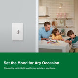 Lutron Ariadni/Toggler LED+ Dimmer Light Switch for Dimmable LED, Halogen and Incandescent Dimmer Switch, 150W, Single-Pole/3-Way, AYCL-153P-WH, White