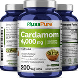NusaPure Cardamom 4:1 Extract, 1000 mg Equivalent to 4,000mg 200 Vegetarian Capsules (Non-GMO, Vegan)