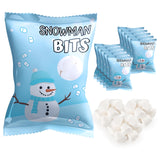 4E's Novelty 50 Packs "Snowman Bits" Mini Marshmallow Packets, Vanilla Flavored, 14 Marshmallows in Each Bag, Bulk Individually Wrapped Christmas Marshmallows For Hot Chocolate Bar Supplies Party Treats