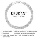 Krudan 925 Sterling Silver Byzantine Bracelet for Women Chunky Bracelets Handmade Jewelry Gifts for Her (length 7 inches)