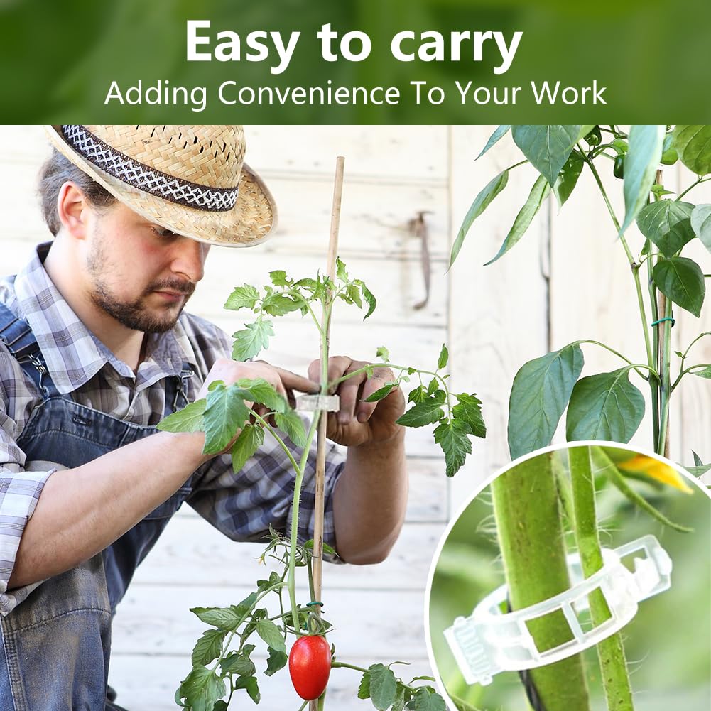 Plant Support Clips, Reusable Garden Clips for Securing Plants (100, White)
