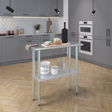 AmGood 14 in. x 36 in. Stainless Steel Work Table | Metal Kitchen Food Prep Table | NSF