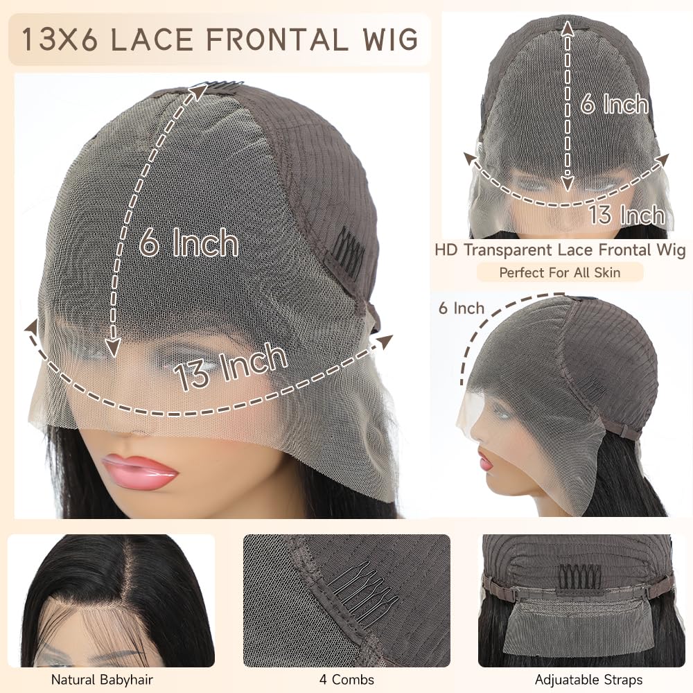 13x6 Lace Front Wigs Human Hair Pre Plucked 200% Density Straight HD Lace Front Wigs Human Hair Straight Glueless Wigs Human Hair Frontal Wigs Human Hair 13x6 Human Hair Lace Front Wigs 22 Inch
