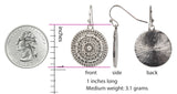 Boho Silver Medallion Drop Earrings for Women – Lightweight Hammered Disc Dangle Earrings with Tribal Mandala Design – Fashion Jewelry Gift for Free Spirits (Silver with Hook)