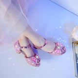 Osinnme Christmas Sandals for Girls High Heel Wedding Princess Size 10 Little Girl Toddler Kids Dress Shoes(02Pink 10)