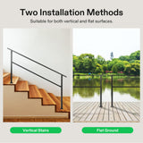 VIVOSUN 2-Pack Outdoor Handrail, 4 Step Stair Handrail, 54" x 36" Fits 1 to 4 Steps, Wrought Mattle Iron Handrail for Concrete Steps, Porch Steps, One-Step Assembly, 2 Packs, Black