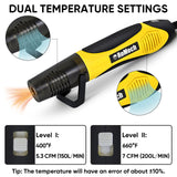 ROMECH 350W Heat Gun with 2 Nozzles, Dual Temp Heat Gun 400°F-660°F, Fast Heat Hot Air Gun with Overload Protection for DIY Craft Embossing Shrink Wrapping (Yellow)