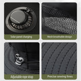Hat with Fans Solar Power, Wide-Brim Sun Hat with 2 Solar Fan for Men Women, UPF 50+ Bucket Fishing Hat with Fan Built in (US, Alpha, One Size, Large, Petite Plus Size, Green)