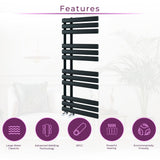 Go Bathrooms Black Towel Radiator 1130 x 500 Heated Towel Rail Vertical Designer Bathroom Radiator Heated Ladder Rail Central Heating