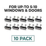 Window Locks, 10 Pack for Vertical and Horizontal Windows, Sliding Window Locks, Adjustable Aluminum Stoppers, No-Drill Install, Fits Tracks up to 3/16" Wide