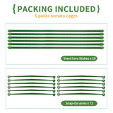 G-LEAF 6 Pack 5ft Tomato Cage for Garden Plant Support, Garden Stakes Tomato Cage, Tomato Cages Plant Stakes for Climbing Plants