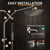 Veken All Metal 10" Brushed Nickel Shower Head with Handheld, Luxurious Square High Pressure Double Rain Shower Heads with Power-wash Hand Held, Dual Detachable Rainfall Showerhead,Bathroom Upgrade