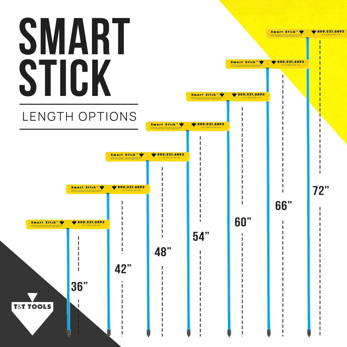 T&T Tools 48-Inch Smart Stick Metal Soil Probe – 3/8" Round Rod - 1 Pack