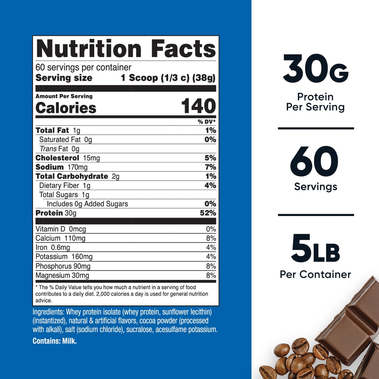 Nutricost Whey Protein Isolate (Mocha) 5LBS - Gluten Free & Non-GMO