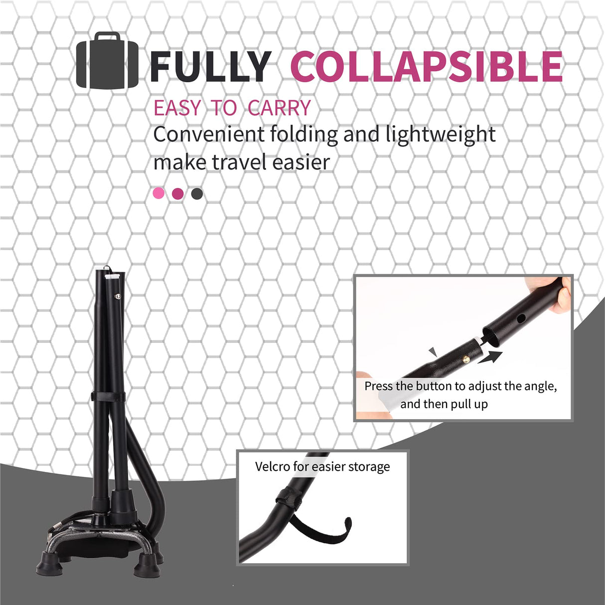 LIXIANG Walking Cane 3 in1 - Adjustable Lightweight Walking Sticks from 29-37 Inches,Balancing Mobility Aid for Men and Women