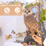 Ovewios Owl Garden Statue - Perching Forest Owl on Stump Resin Figurine for Home Indoor Outdoor Garden Patio Yard Decor