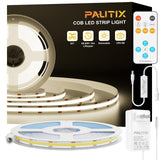 PAUTIX COB LED Strip Lights,UL Listed Dotless LED Lights with RF Remote,16.4ft Natural White 4000K Super Bright Dimmable Flexible Diffused LED Tape Light,Kitchen Cabinet,Office,Stairs,Shelf Lighting