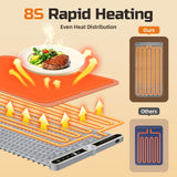 Warming Mat for Food - Super Large 40"x15" Electric Warming Tray Warm 10 Dishes, 9-Temperature Adjustable, 1-6H Timer, Child Lock, 8s Fast Heating, Foldable Food-Grade Silicone Design