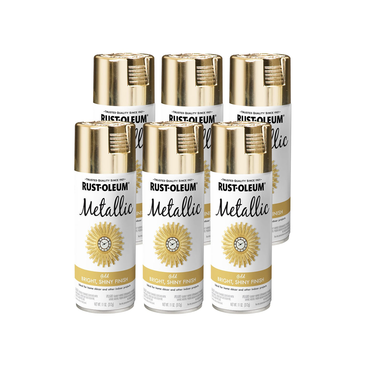 Rust-Oleum 340647-6PK Specialty Metallic Spray, 11 oz, Gold, 6 Pack