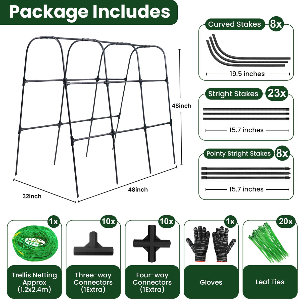 50"x48"Cucumber Trellis, Garden Arch Trellis for Climbing Plants Outdoor