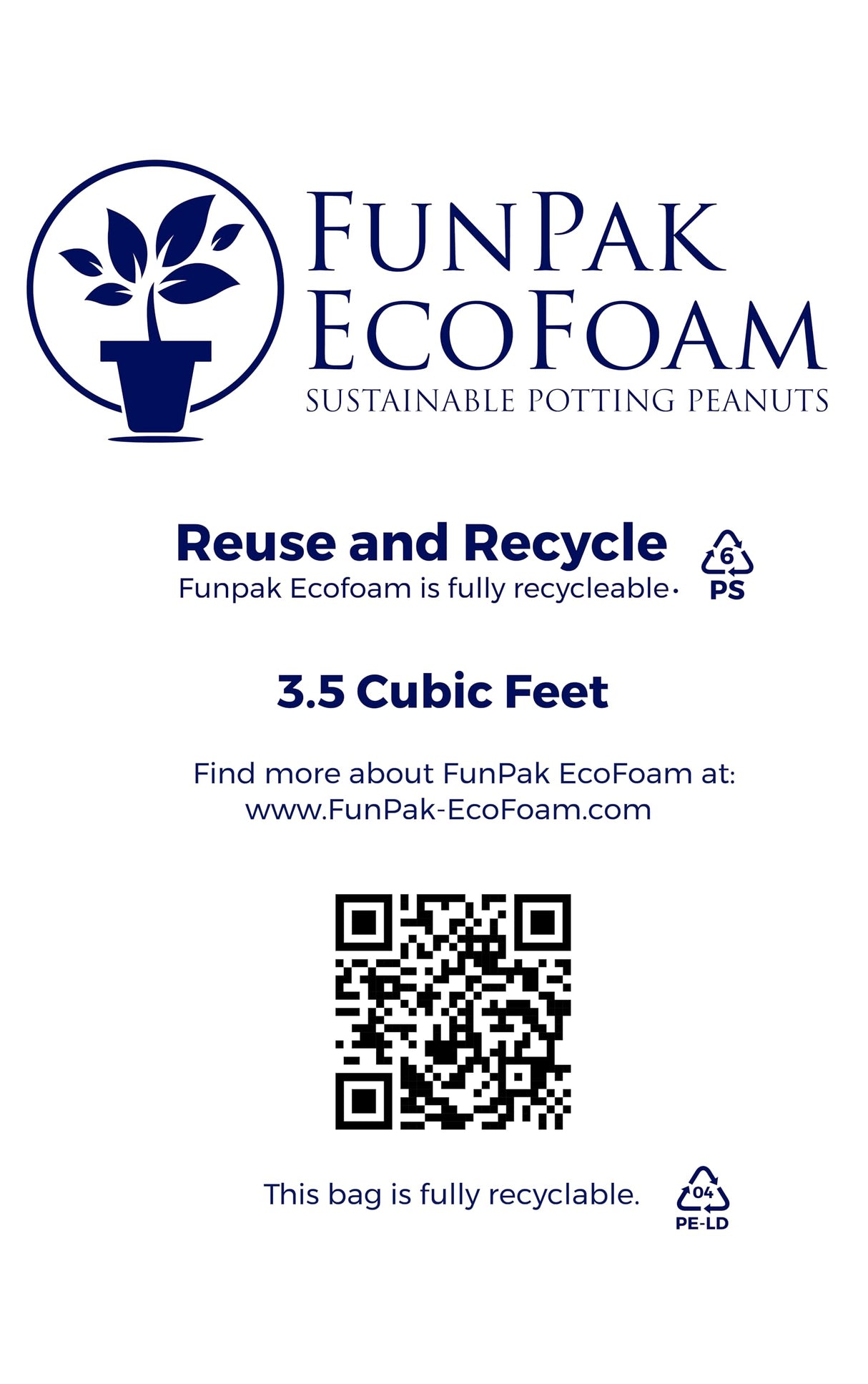 Bubblefast! FunPak® EcoFoam Sustainable Gardening, Planting, Landscaping, Architectural Potting Peanuts, 1.5 cu. ft.