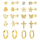 LOFITOR Hypoallergenic Surgical Steel Flat Back Earrings For Women Girls