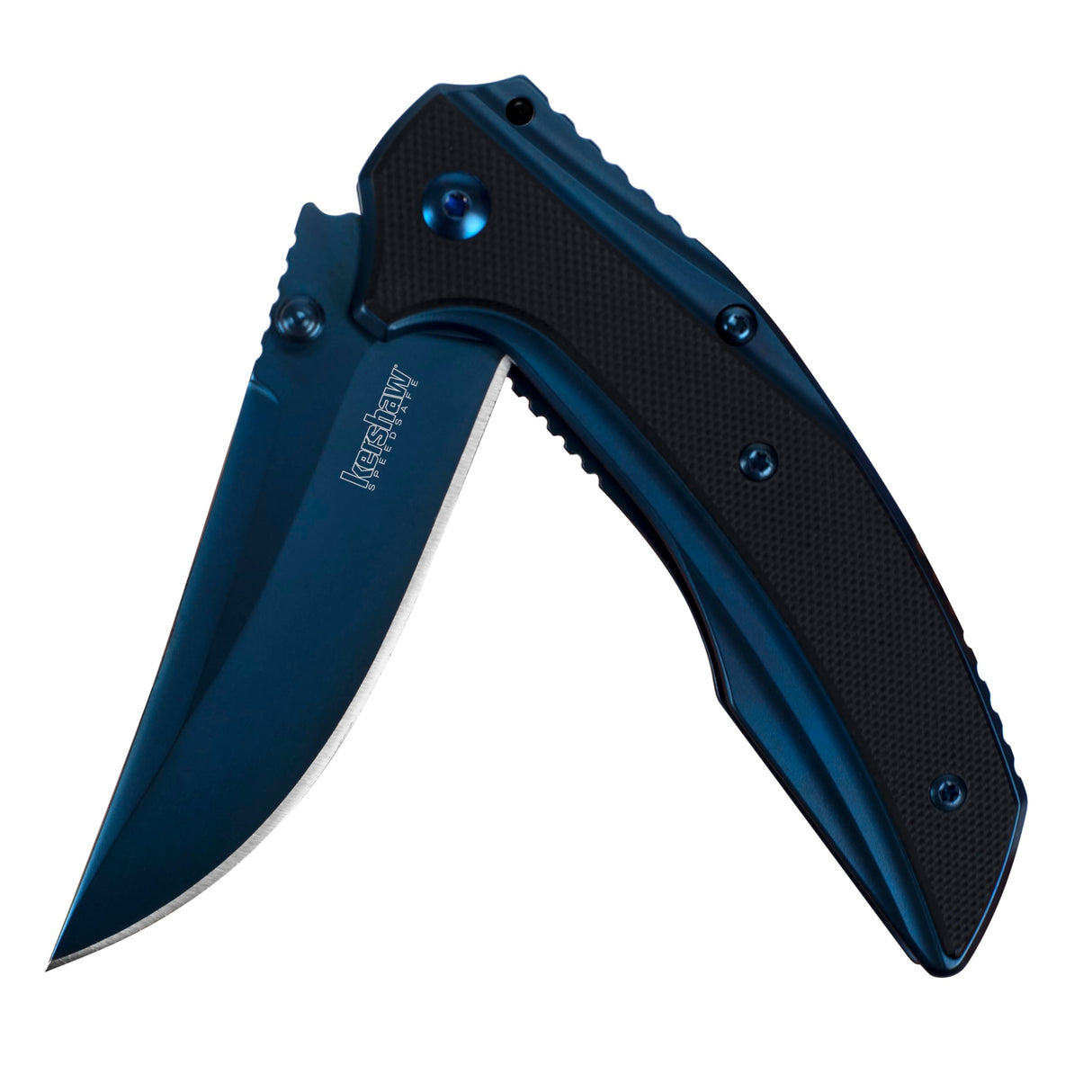 Kershaw Outright Pocket Knife, Blue, 3 Inch Stainless Steel Trailing Point Plain Edge Blade, EDC with Assisted Opening, Deep-Carry Pocketclip, Everyday Carry Pocket Knife for Men and Women