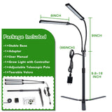 Grow Lights for Indoor Plants, Full Spectrum LED Tabletop Plant Lights for Indoor Growing, Dual-Head Gooseneck Plant Lamp with 5 Dimmable & Auto On/Off 4/8/12/18H Timer, Height Adjustable 9.8-25''