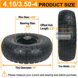 Meophk 4.10/3.50-4 Flat Free Tire and Wheel, 10 Inch Replacement Wheels for Gorilla Cart, Hand Truck, Dolly & Utility Cart, Solid Tire with 5/8" Axle Bore Hole and Double Sealed Bearings, 2 Pack