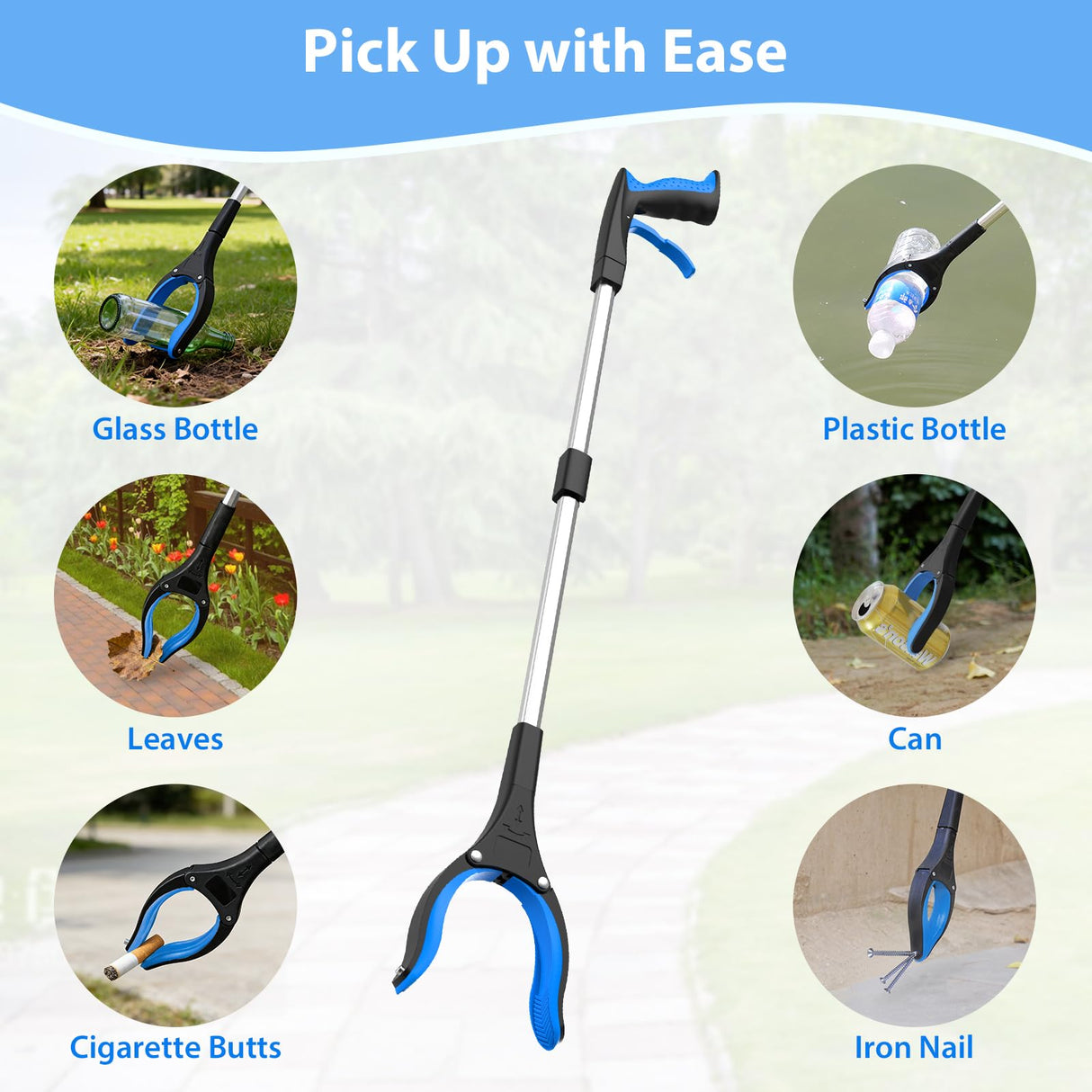 8 Pack 32 Inch Grabber Reacher Tool, Heavy Duty Lightweight Trash Picker Upper Grabber for Elderly Assist, Easy-Grip Non-Slip Handle, Multi-Use Home Outdoor Community Cleanup Mobility Aid Tool