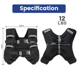 Weighted Vest with Two Adjustment Straps for Men Women, 8lbs/12lbs/16lbs/20lbs Weight Vest with Reflective Stripes for Workout, Strength Training, Running, Fitness, Muscle Building, Weight Loss, Weightlifting
