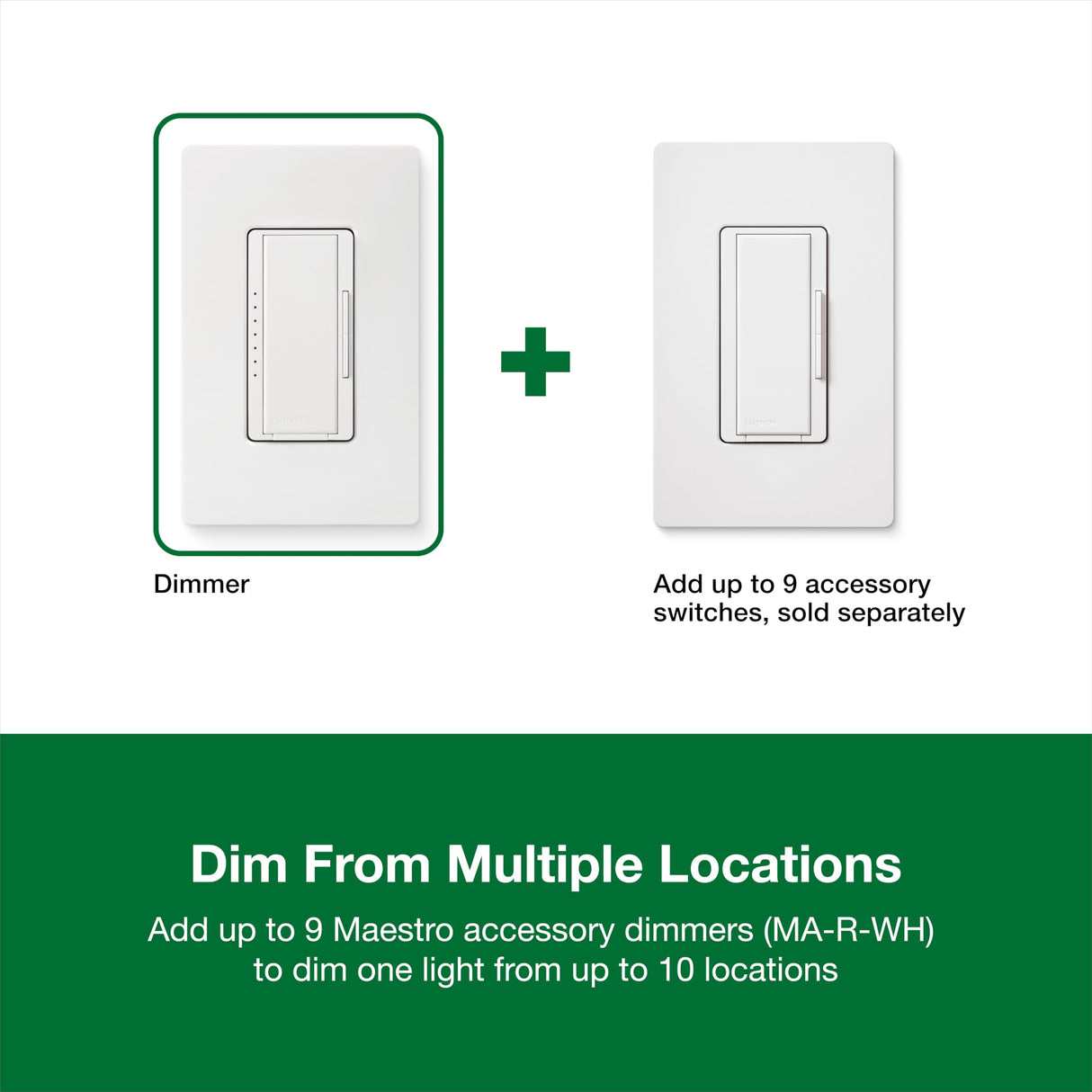 Lutron Maestro LED+ Dimmer Switch for Dimmable LED, Halogen and Incandescent Bulbs, 150W/150W/Single-Pole or Multi-Location, MACL-153M-AL, Almond