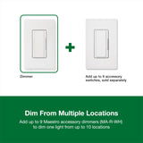 Lutron Maestro LED+ Dimmer Switch for Dimmable LED, Halogen and Incandescent Bulbs, 150W/150W/Single-Pole or Multi-Location, MACL-153M-AL, Almond