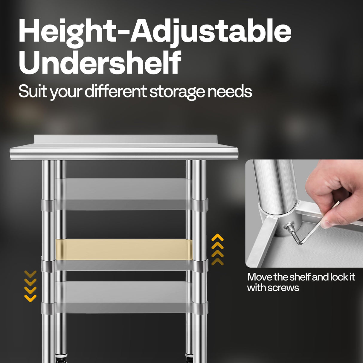 VIVOHOME 24 x 18 Inch Stainless Steel Work Table with Backsplash, Prep Commercial Table with Wheels for Restaurant, Hotel, Home and Warehouse