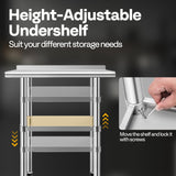 VIVOHOME 24 x 18 Inch Stainless Steel Work Table with Backsplash, Prep Commercial Table with Wheels for Restaurant, Hotel, Home and Warehouse