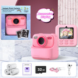 Kids Instant Digital Cameras for Boys and Girls, 1080P HD Dual-Lens Selfie Digital Camera with Print Paper & 32G Card, Christmas Birthday Gifts Toys for Toddler and Teenagers Age 3-16 Years Old