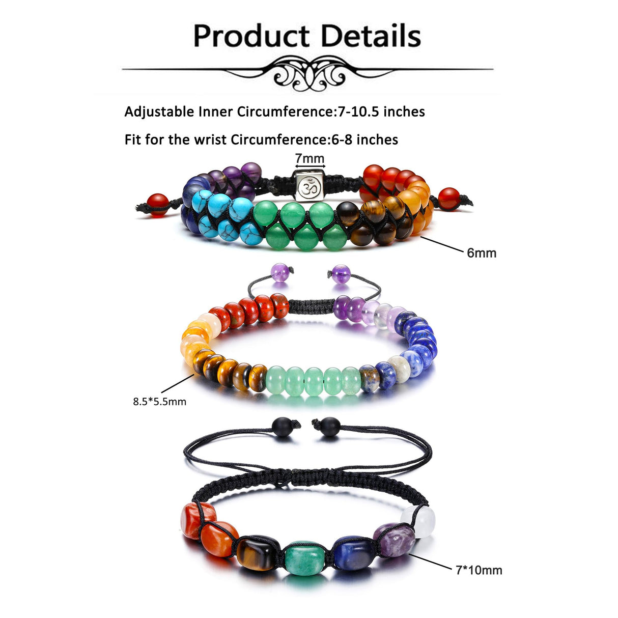 Top Plaza Beaded Chakra Bracelets for Women Men Anxiety Jewelry