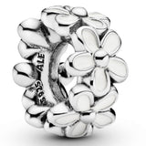 PANDORA White Daisy Flower Spacer Charm - Jewelry for Women with Gift Box - Compatible Moments Charm Bracelets - Sterling Silver