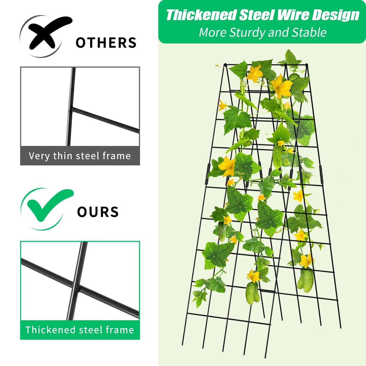 DoCred 59" H Cucumber Trellis, 2 Pack Foldable A Frame Garden Trellis