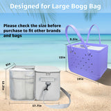 XYFuuee 2-in-1 Cooler Organizer Insert for X Large Bogg Bag Accessories, PEVA Portable Leak-Proof Ice Chest, Lightweight Mesh Divider Inserts Pouch with 4Fastener for XL Bog Beach Rubber Tote, Gray