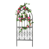 SCENDOR Garden Trellis for Climbing Plants, 60" H x 21.7" W Heavy Duty Metal Trellis, 5FT Rustproof Black Iron Vine Support Trellis with Ground Stakes, Decorative Cupid Arrow Design for Roses, Vines