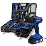 COMOWARE Household Tool Set with 20V Cordless Drill Driver, 120Pcs Hand Tool Kit for Men, Power Drill Set with Plastic Toolbox, Ideal for Office, Garden, DIY Project