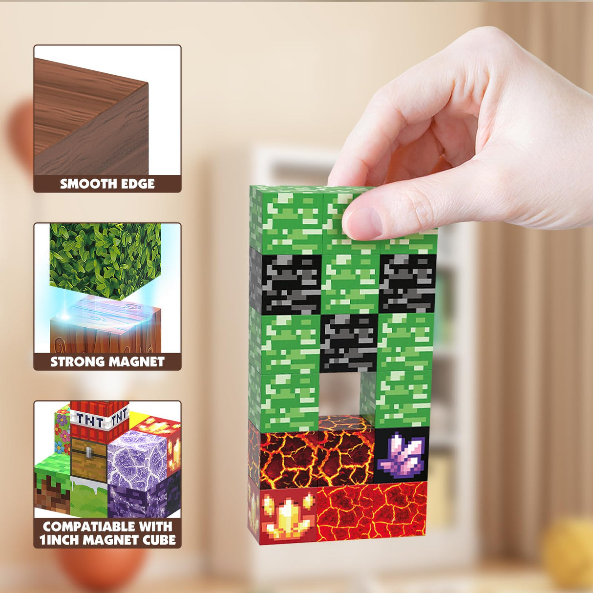 JIMI Magnetic Building Blocks Set, Magnetic Blocks STEM Construction Toys, Montessori Sensory Stacking Toys for Boys Girls Age 3 4 5 6 7 8, Magnet Cubes Christmas Birthday Present for Kids